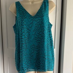 Lilly Pulitzer Teal Florian Tank Top with Metallic Details